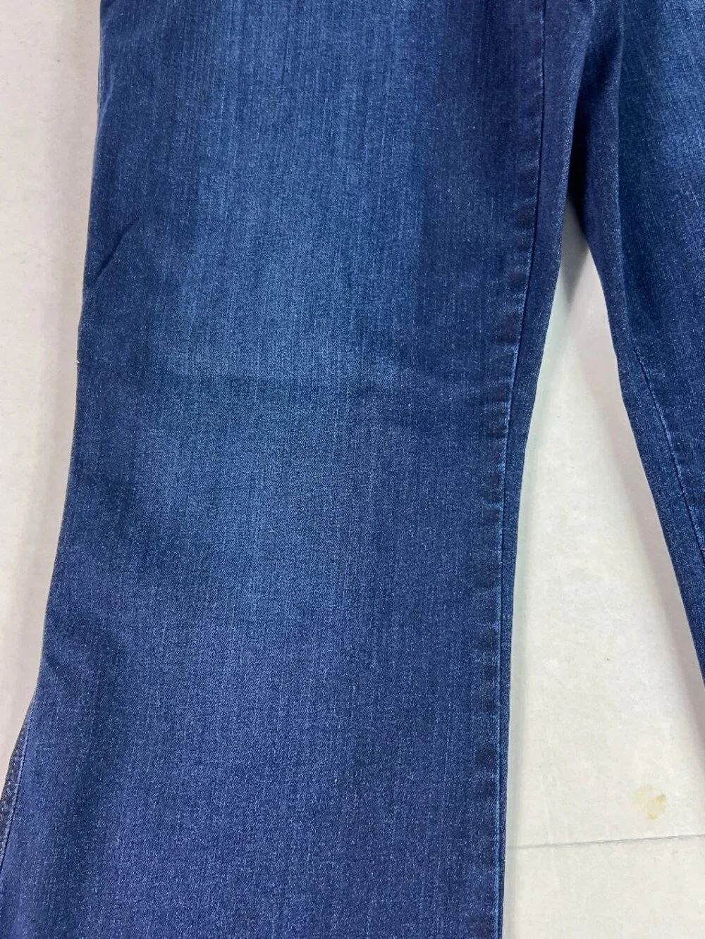 Spanx Jeans Women Petite 35x31* Pull On Flare High Rise Dark Blue Denim Tag 1X P